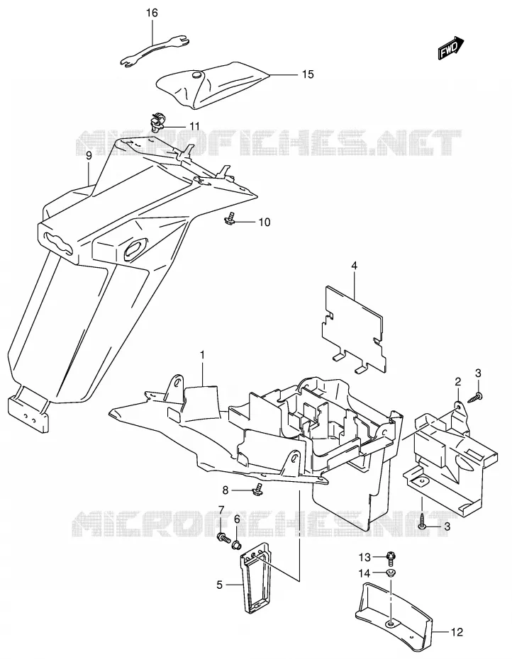 ACHTERSPATBORD (SV1000/U1/U2K3,MODELE K4/K5) Suzuki MOTO 1000 SV 2003  SV1000U2K3(E2)