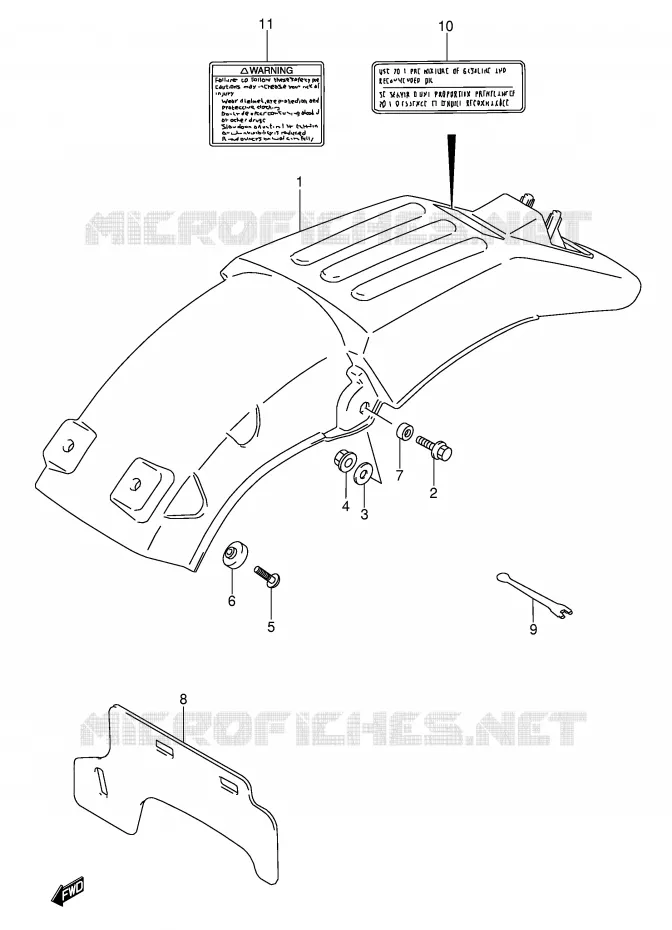ACHTERSPATBORD Suzuki MOTO 250 RMX 1995  RMX250S(E1)