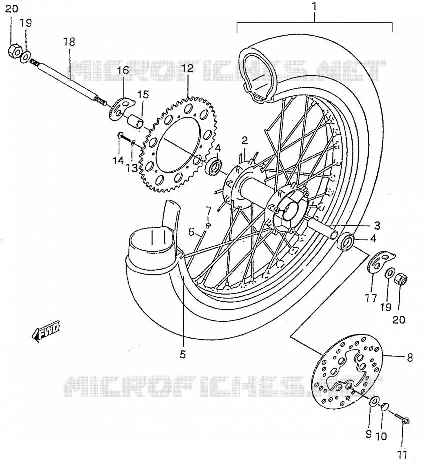 ACHTERWIEL Suzuki MOTO 50 RMX 1998  RMX50W