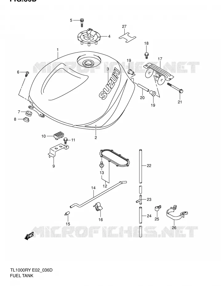 BENZINETANK (MODELE K2) Suzuki MOTO 1000 TL-R 2002  TL1000RK2(E2)
