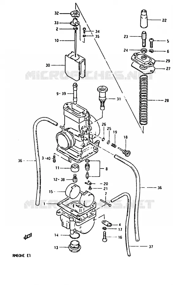 CARBURATOR (MODELE E) Suzuki MOTO 80 RM 1984  RM80HE(D/E)