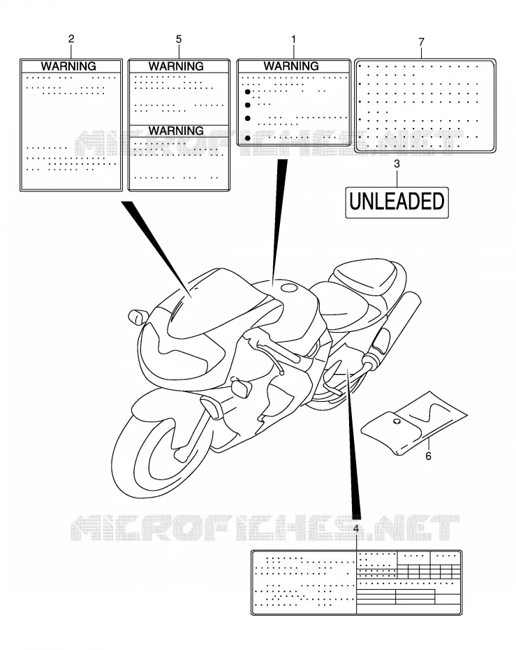 ETIKET (MODELE K1) Suzuki MOTO 1000 TL-R 2000  TL1000RY(E2)