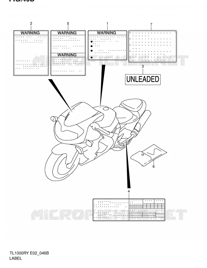 ETIKET (MODELE K2) Suzuki MOTO 1000 TL-R 2000  TL1000RY(E2)