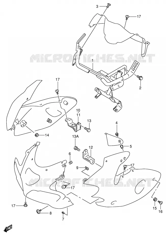 FAIRING INSTALLATIEDELEN (SV650SX/SY/SK1/SK2) Suzuki MOTO 650 SV-S 2002  SV650SUK2(E2)