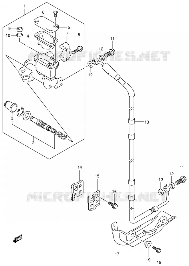 FRONT HOOFDREMCILINDER (MODELE K1/K2/K3) Suzuki MOTO 125 RM 2002  RM125K2(E3/E28)