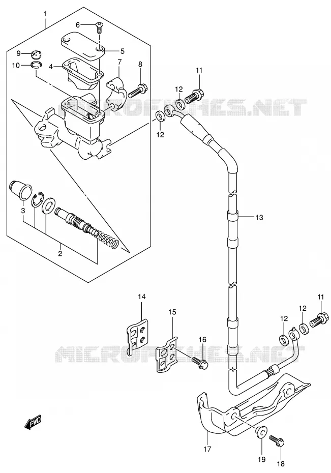 FRONT HOOFDREMCILINDER (MODELE K1/K2/K3) Suzuki MOTO 250 RM 2002  RM250K2(E3/E28)
