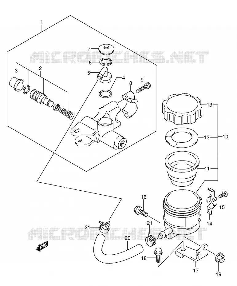 FRONT HOOFDREMCILINDER (SV1000S/S1/S2) Suzuki MOTO 1000 SV 2005  SV1000U1K5(E2)