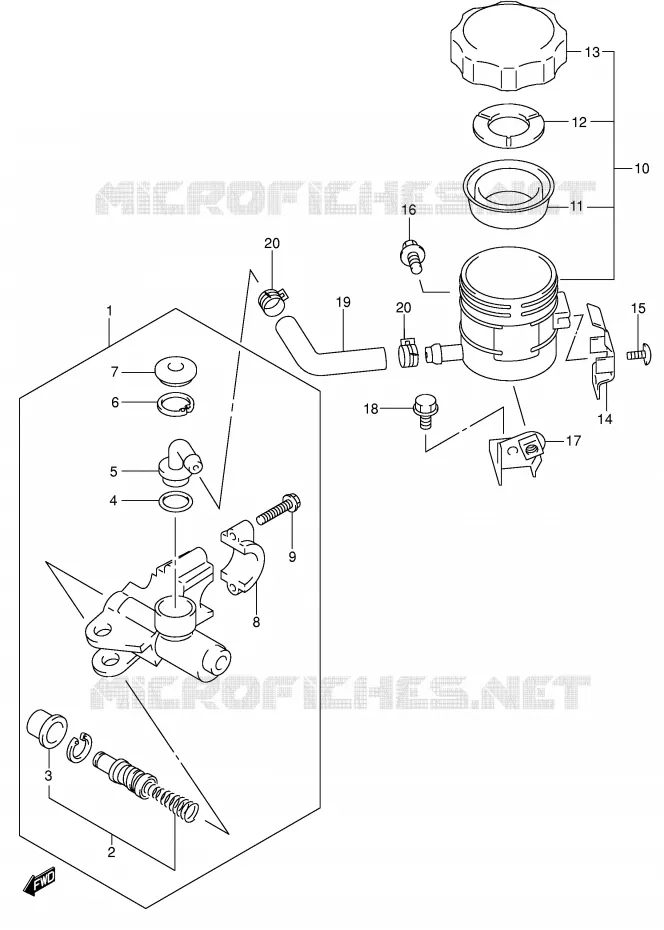 FRONT HOOFDREMCILINDER (SV650SX/SUX/SY/SUY/SK1/SK2/SUK2) Suzuki MOTO 650 SV-S 2001  SV650SK1(E2)