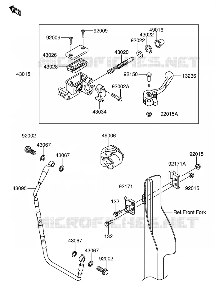 FRONT HOOFDREMCILINDER Suzuki MOTO 250 RM-Z 2004  RM-Z250K4(E24)