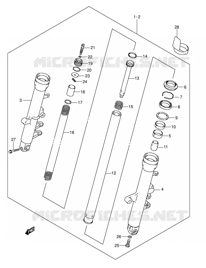 FRONT SCHOKDEMPER Suzuki MOTO 650 SV-S 2003  SV650SUK3(E2)