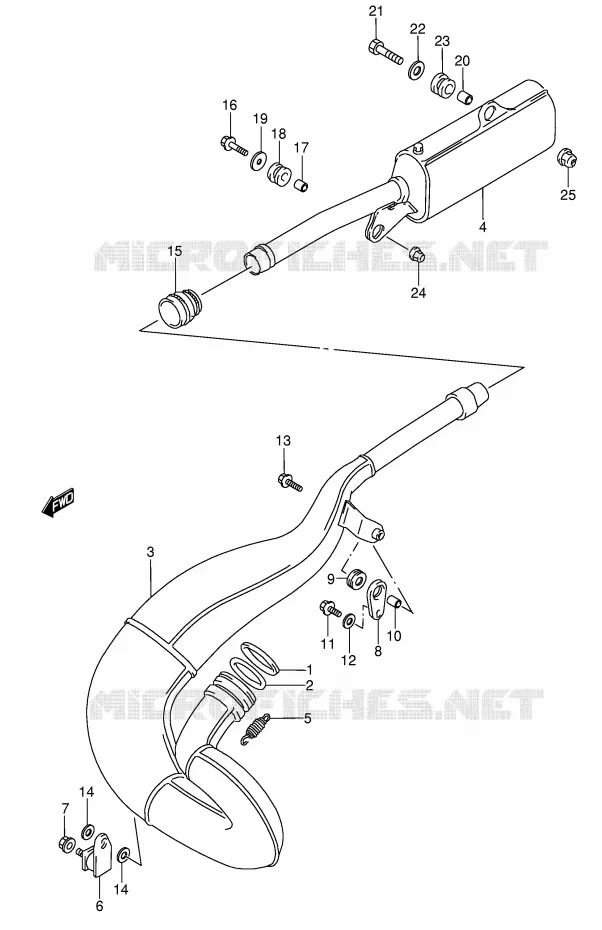 GELUIDDEMPER (MODELE S/T) Suzuki MOTO 250 RMX 1991  RMX250M(E1)