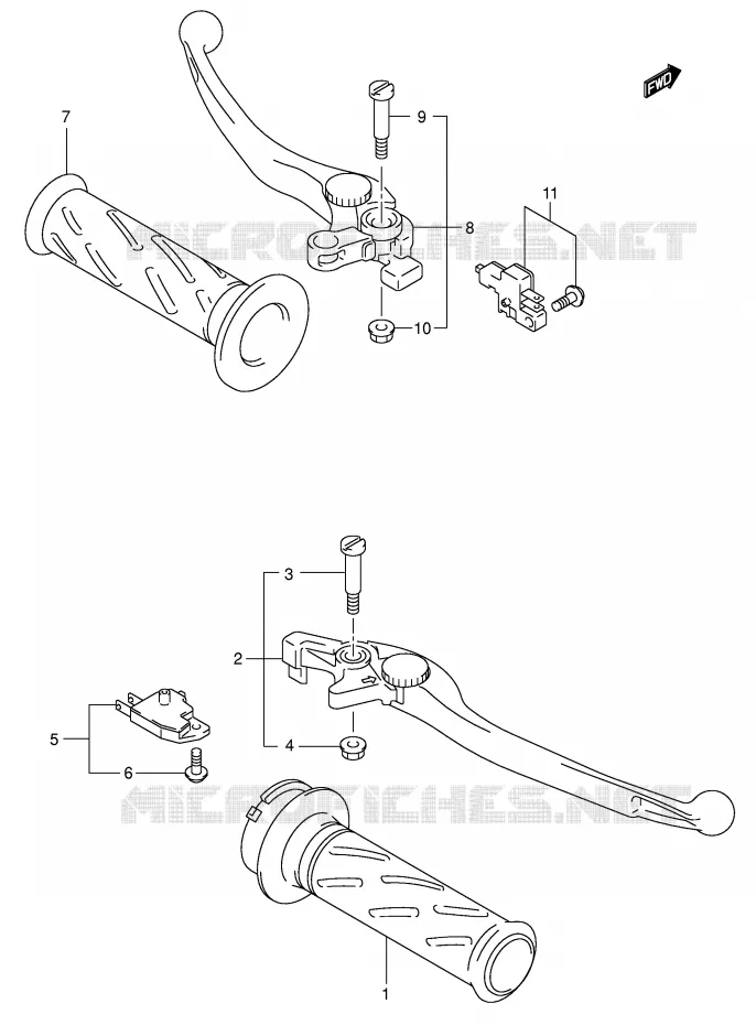 HANDGRIPS - LEVERS (SV1000/U1/U2) Suzuki MOTO 1000 SV 2003  SV1000S2K3(E2)