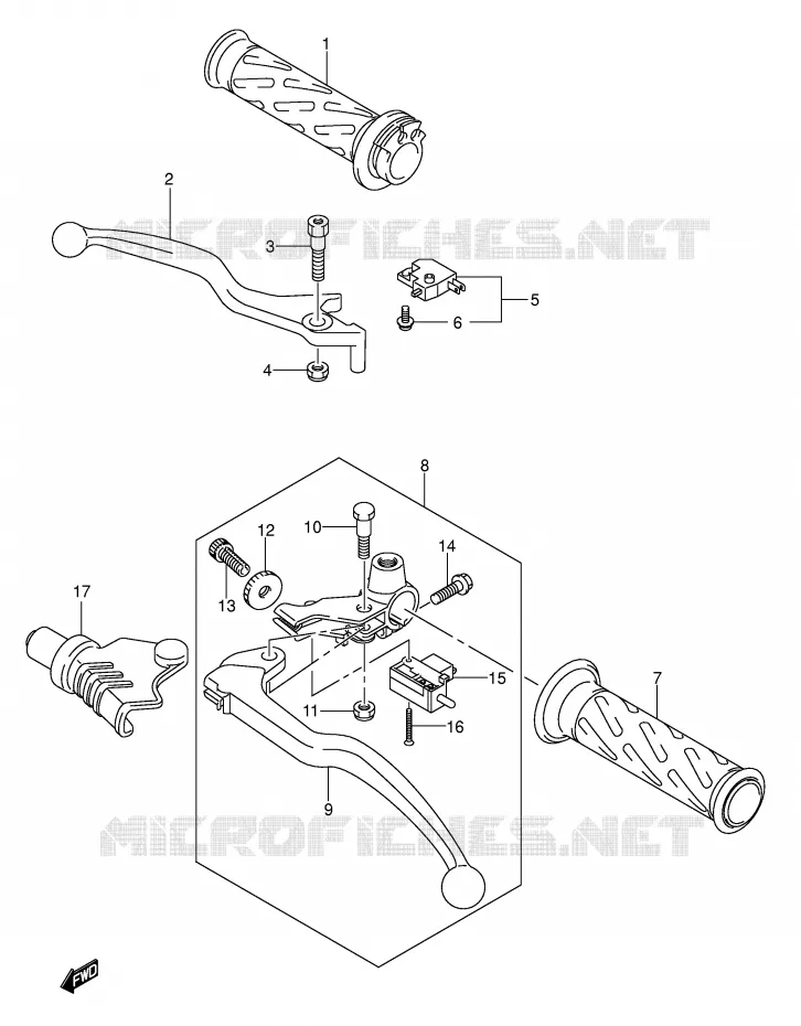 HANDGRIPS - LEVERS Suzuki MOTO 125 VAN-VAN 2005  RV125K5(E19)