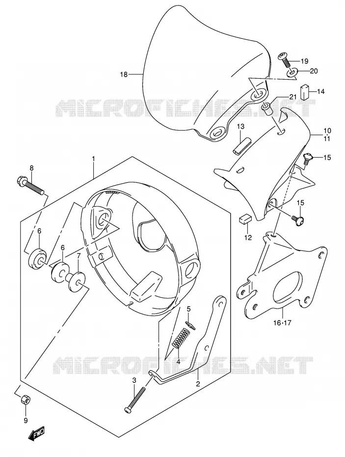 HEADLIGHT BOWL (SV1000/U1/U2 K5) Suzuki MOTO 1000 SV 2004  SV1000S1K4(E2)