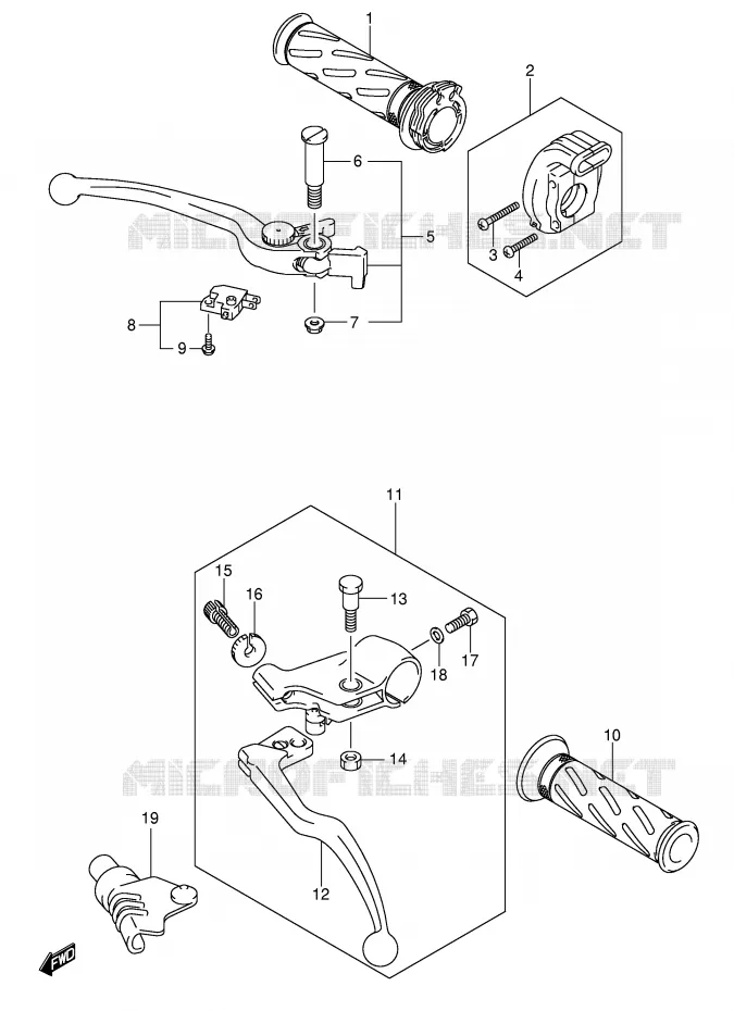 HEFBOMEN - HANDGRIPS (MODEL K3/K4/K5/K6) Suzuki MOTO 650 SV-S 2007  SV650SUAK7(E2)
