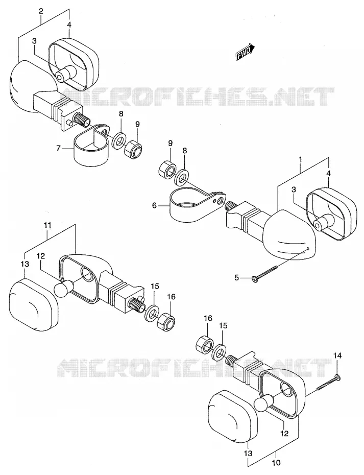 INDICATOREN (EXCEP MODELE W P4, P53) Suzuki MOTO 50 RMX 2000  RMX50Y