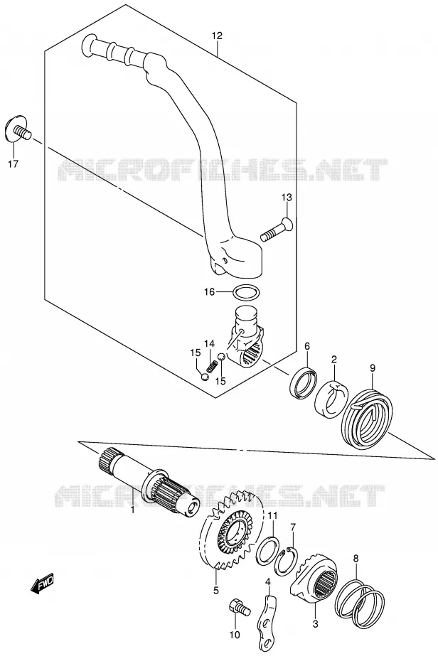 KICKSTARTER  (MODELE K5/K6) Suzuki MOTO 250 RM 2006  RM250ZK6(E3/E28)
