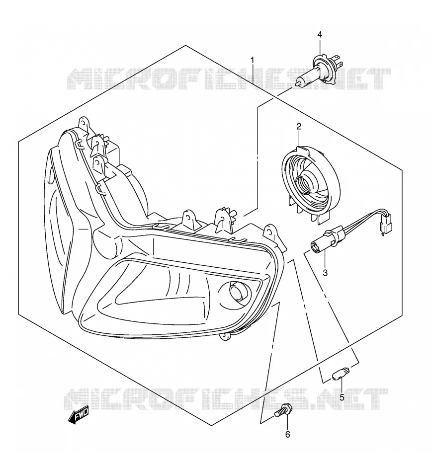 KOPLAMP (SV1000S E2/E19 SV1000S1/S2 E19) Suzuki MOTO 1000 SV 2004  SV1000S1K4(E2)