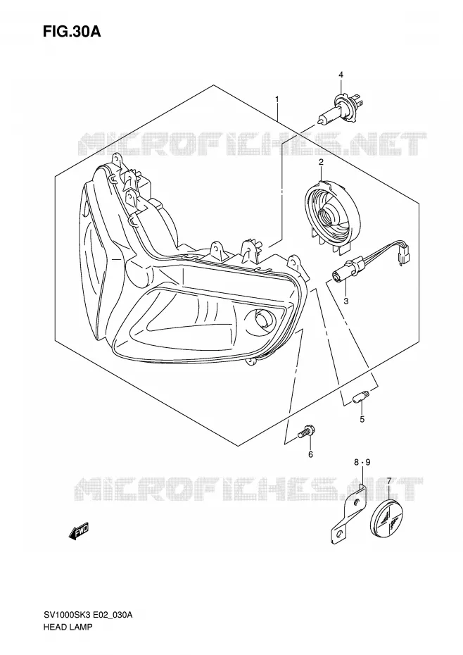 KOPLAMP (SV1000S E24) Suzuki MOTO 1000 SV 2003  SV1000U1K3(E2)