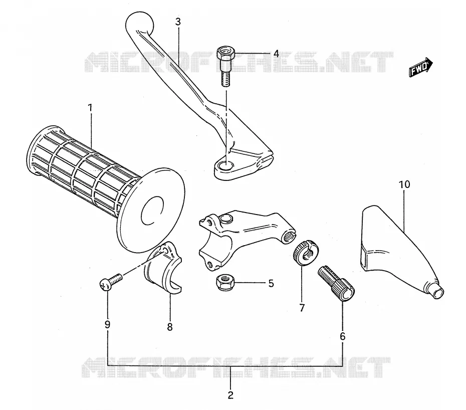 LINKER HENDEL - HANDGREEP (MODELE G/H/J) Suzuki MOTO 80 RM 1987  RM80H(E28)