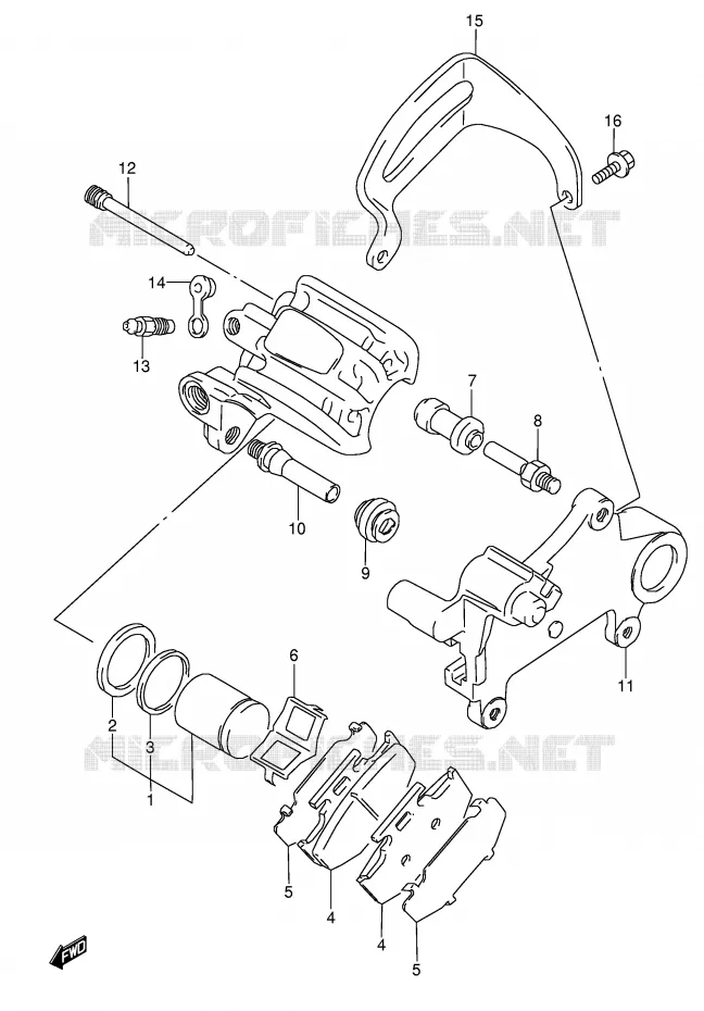 REAR CALIPER (MODELE K) Suzuki MOTO 250 RMX 1996  RMX250T(E1)