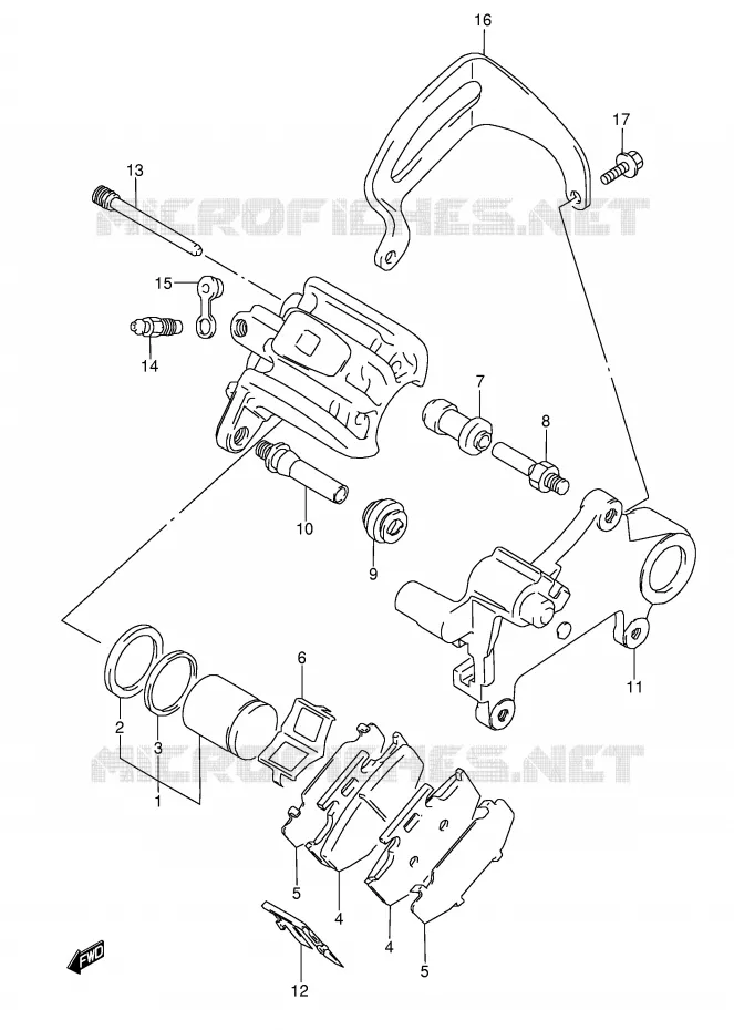REAR CALIPER (MODELE L/M) Suzuki MOTO 250 RMX 1994  RMX250R(E1)