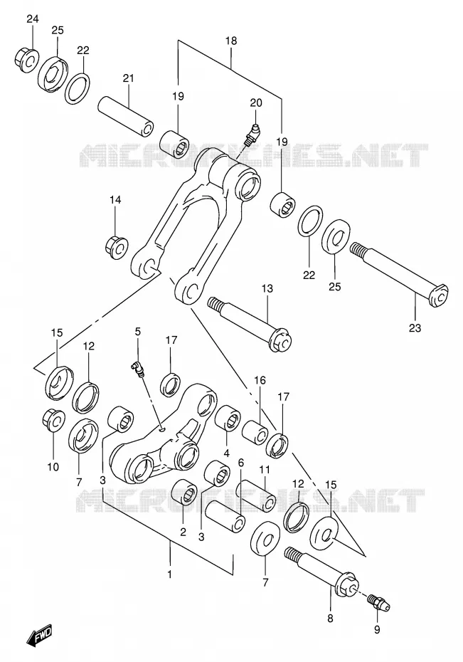 SCHOKBREKER AANEENSCHAKELING (MODELE W) Suzuki MOTO 250 RMX 1998  RMX250SW(E24)