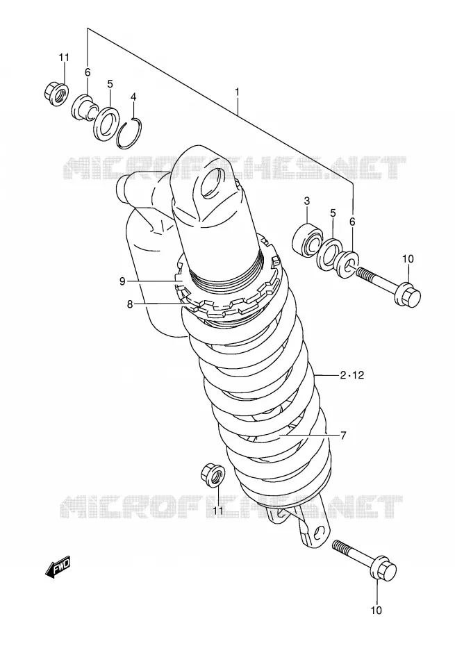 SCHOKDEMPER (MODELE K/L) Suzuki MOTO 250 RMX 1996  RMX250T(E1)