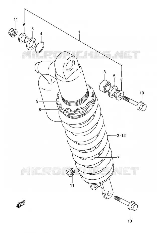 SCHOKDEMPER (MODELE M) Suzuki MOTO 250 RMX 1993  RMX250P(E1)