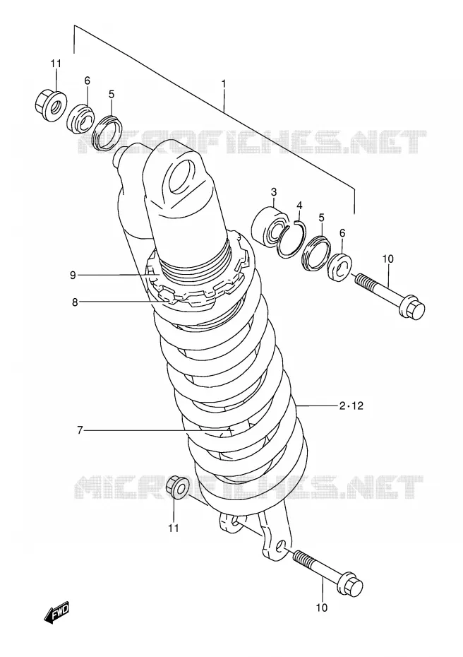 SCHOKDEMPER (MODELE N) Suzuki MOTO 250 RMX 1992  RMX250N(E1)
