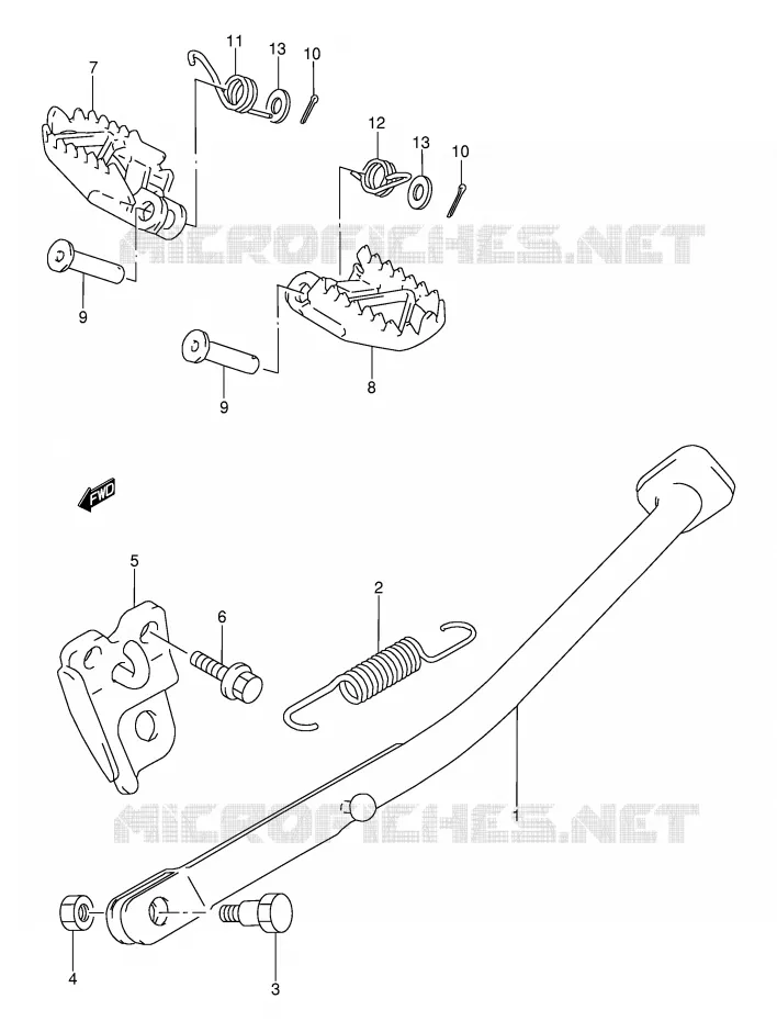 STAND - FOOTREST (MODELE S/T) Suzuki MOTO 250 RMX 1993  RMX250P(E1)