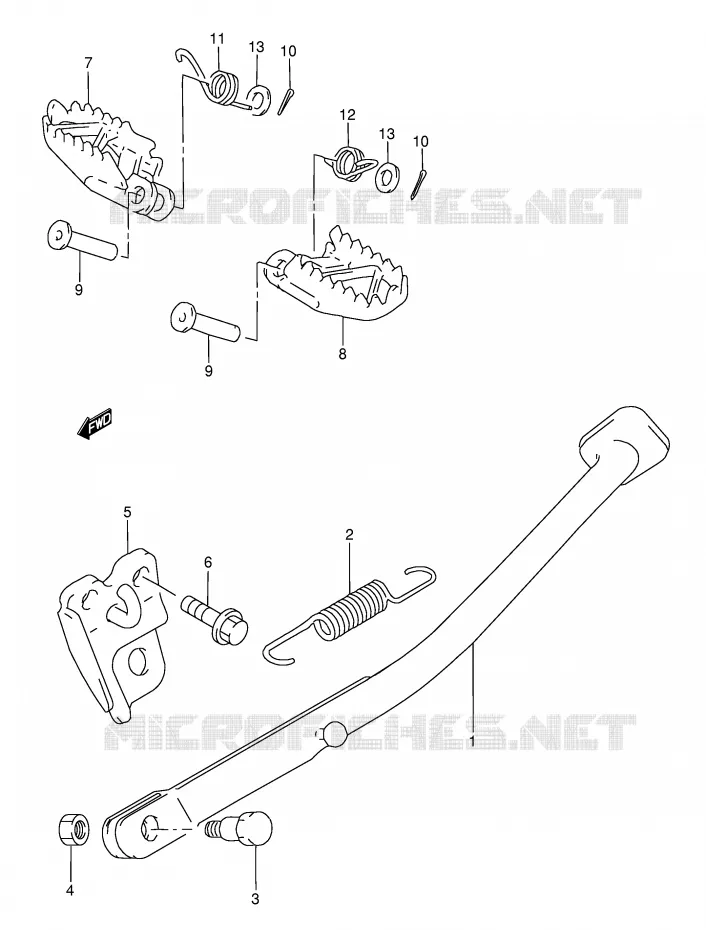 STAND - FOOTREST Suzuki MOTO 250 RMX 1998  RMX250W(E28)