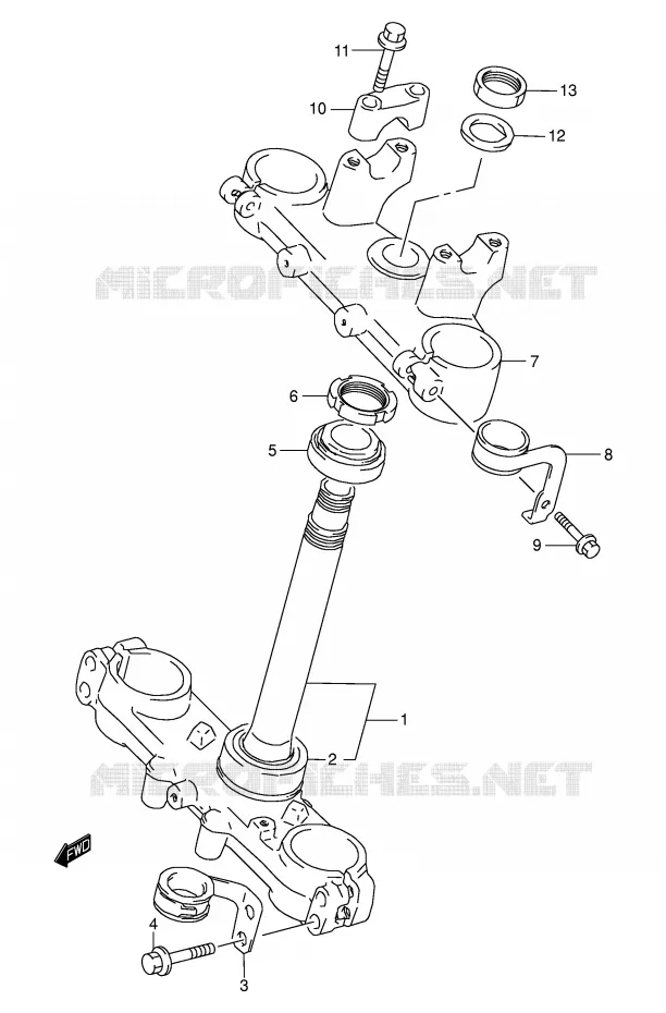 STUURKOLOM (E3/E33) Suzuki MOTO 250 DR-Z 2003  DR-Z250K3(E3/E28)