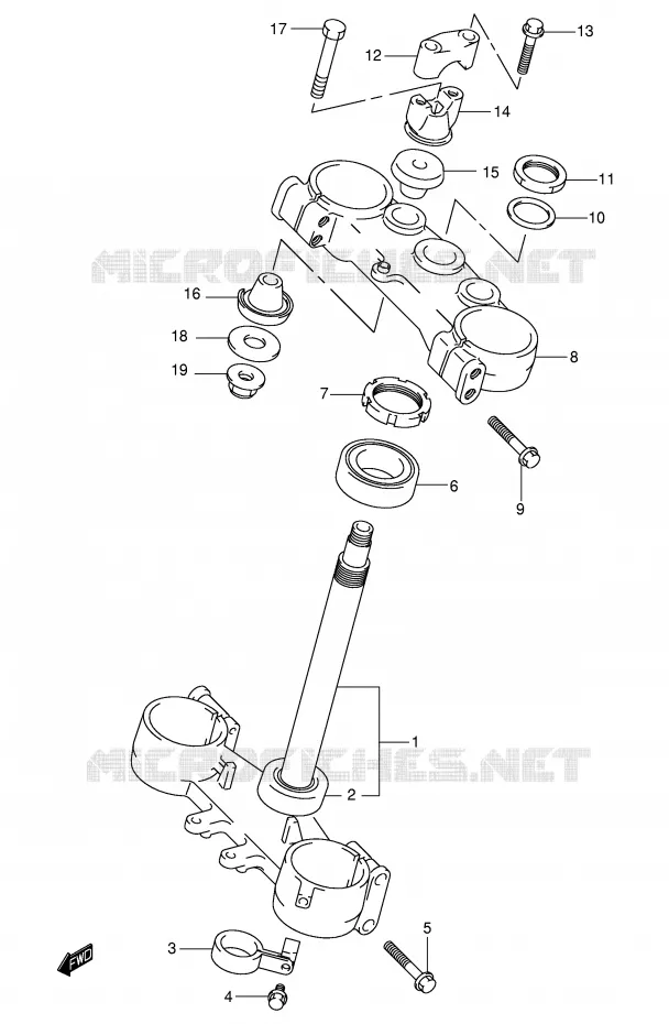 STUURKOLOM (MODELE K2) Suzuki MOTO 250 RM 2002  RM250K2(E3/E28)