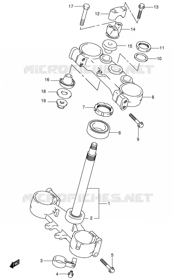 STUURKOLOM (MODELE K3) Suzuki MOTO 250 RM 2005  RM250K5(E3/E28)