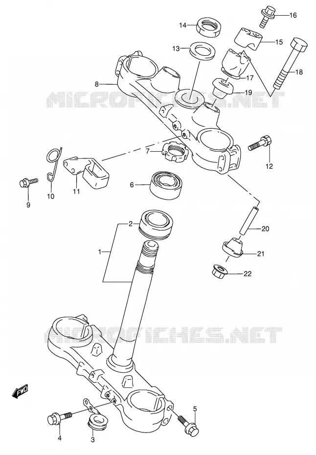 STUURKOLOM (MODELE T) Suzuki MOTO 250 RMX 1990  RMX250L(E1)