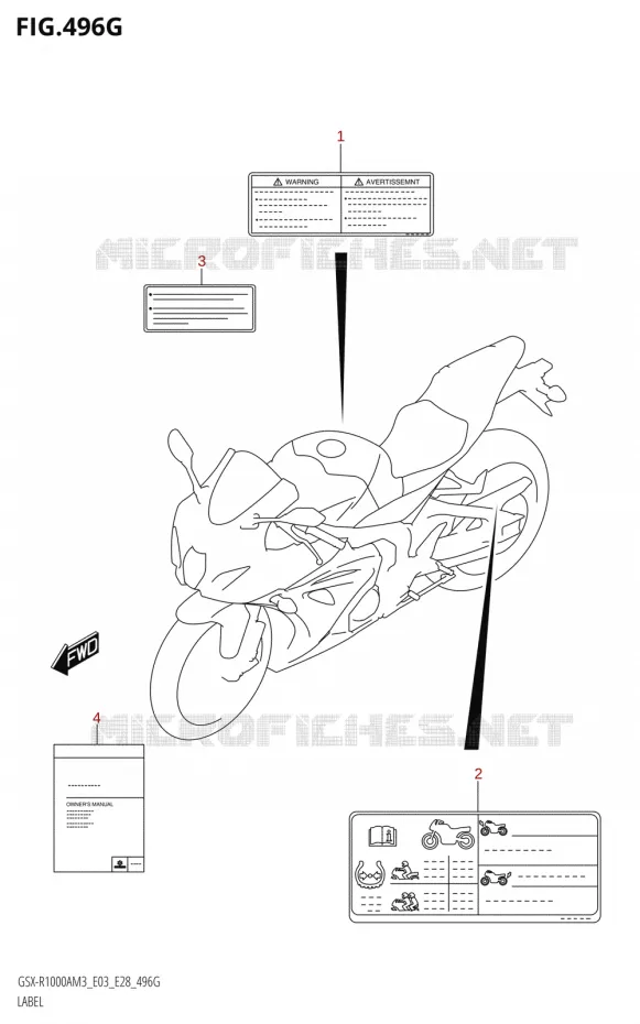 ETIKET (E28) Suzuki MOTO 1000 GSX-R 2023  GSX-R1000A / GSX-R1000RA / GSX-R1000RZA M3 (E03 E33 E28)
