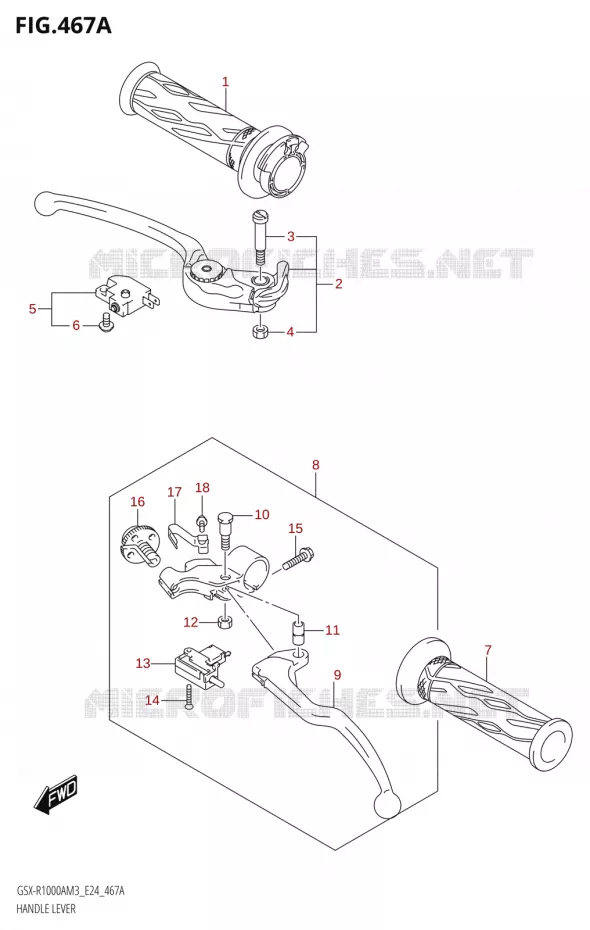 HEFBOMEN - HANDGRIPS Suzuki MOTO 1000 GSX-R 2023  GSX-R1000A / GSX-R1000RA / GSX-R1000RZA M3 (E24)