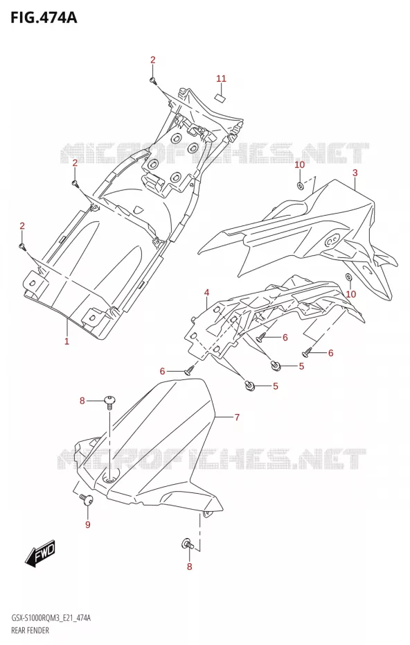 ACHTERSPATBORD Suzuki MOTO 1000 GSX-S 2023  GSX-S1000RQ M3