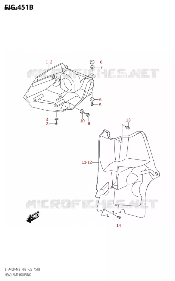 KOPLAMPBEHUIZING (P28) Suzuki QUAD 400 KINGQUAD 2023  LT-A400F M3 (P03)