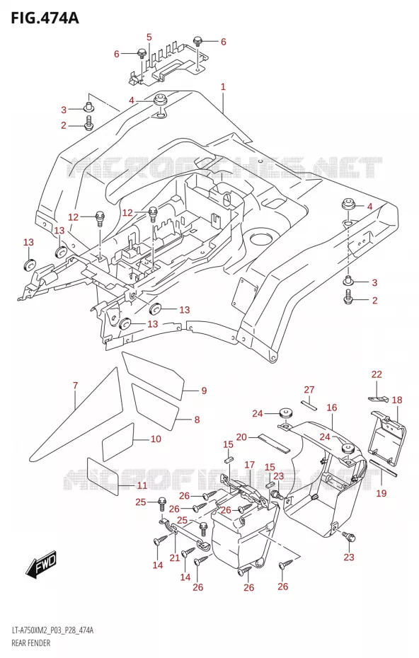 ACHTERSPATBORD Suzuki QUAD 750 KINGQUAD 2022  LT-A750XP M2 (P03 / P28 /P33)