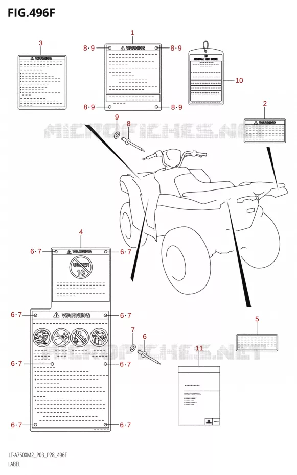ETIKET (LT-A750XP:M2:P33) Suzuki QUAD 750 KINGQUAD 2022  LT-A750XP M2 (P03 / P28 /P33)