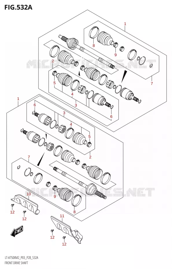 FRONT AANDRIJFAS Suzuki QUAD 750 KINGQUAD 2022  LT-A750XP M2 (P03 / P28 /P33)