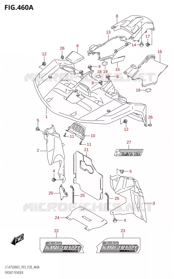 FRONT FENDER (LT-A750X:M2:P03) Suzuki QUAD 750 KINGQUAD 2022  LT-A750XP M2 (P03 / P28 /P33)
