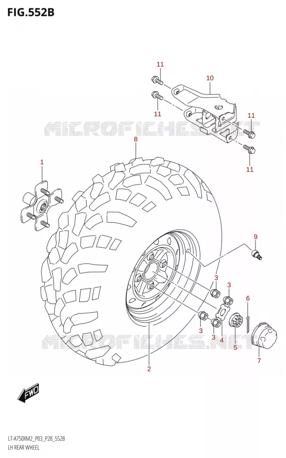 LINKERHAND ACHTERWIEL (LT-A750X:M2:P28) Suzuki QUAD 750 KINGQUAD 2022  LT-A750XP M2 (P03 / P28 /P33)