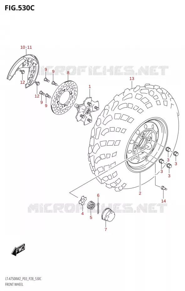 VOORWIEL (LT-A750X:M2:P33) Suzuki QUAD 750 KINGQUAD 2022  LT-A750XP M2 (P03 / P28 /P33)