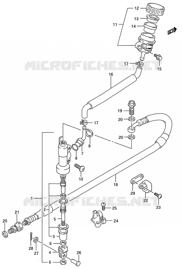 ACHTER HOOFDREMCILINDER (MODELE K) Suzuki MOTO 250 RMX 1994  RMX250R(E28)