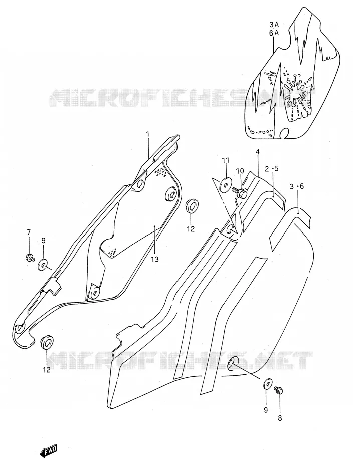 ACHTER KUIP  (MODELE K/L/M) Suzuki MOTO 250 RMX 1990  RMX250L(E28)