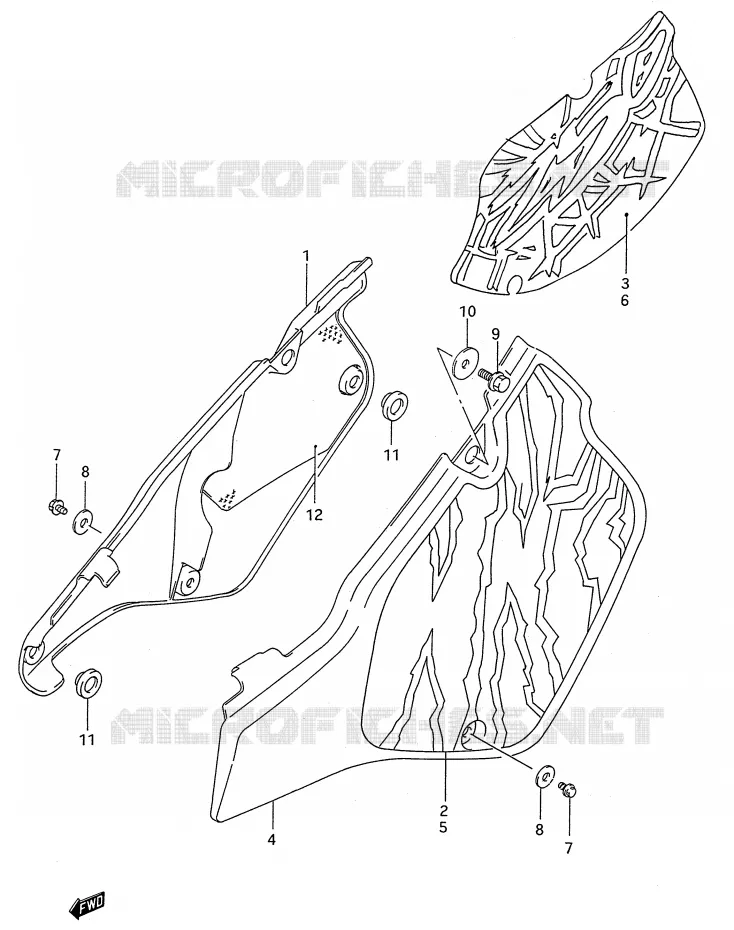 ACHTER KUIP  (MODELE N/P/R) Suzuki MOTO 250 RMX 1989  RMX250K(E28)