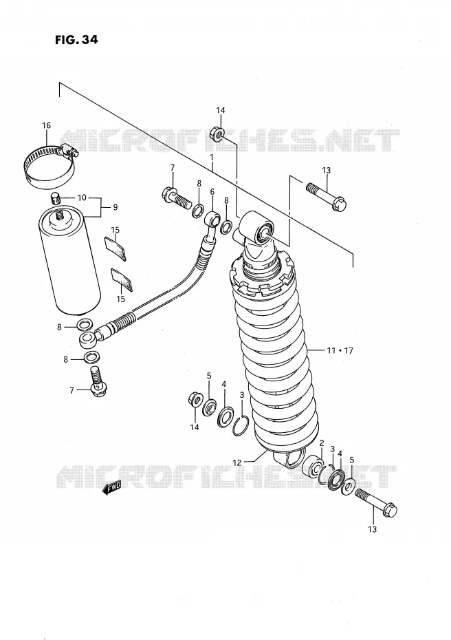 ACHTER SCHOKDEMPER (MODELE G) Suzuki MOTO 80 RM 1993  RM80XP(E2)